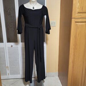 New York & Co. Womens Black Bell Sleeve Jumpsuit